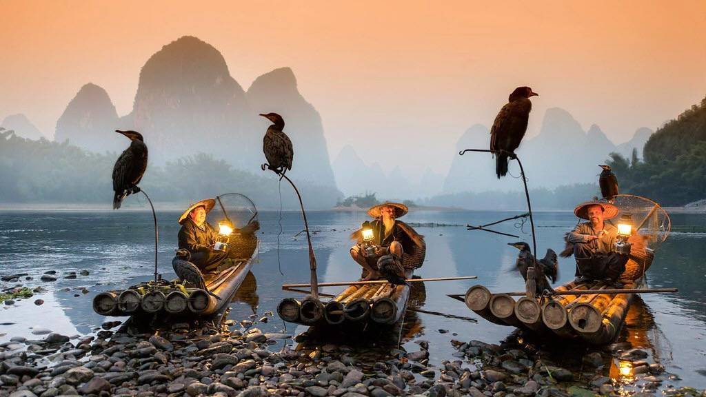 Fishing with cormorants. by aeroman3 is marked with Public Domain Mark 1.0.